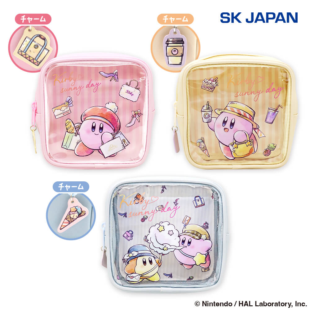 4月2週入荷予定 カービィ・サニーデイ チャーム付き前面クリアポーチ